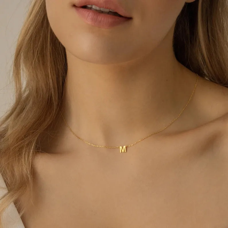 KH Dainty Initial Necklace, Custom Letter Charm Necklace , Delicate Layering Necklace , Birthday Gift for Her