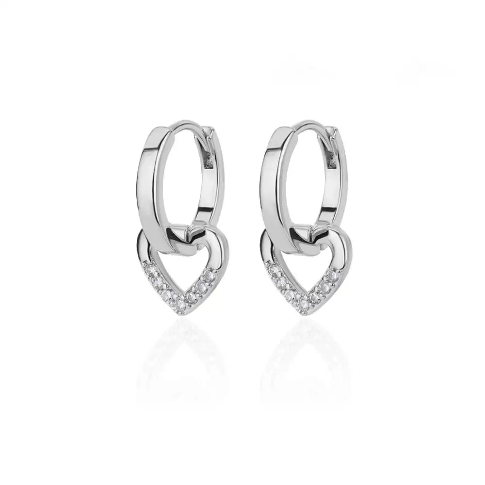 KH Stainless Steel Golden Amour Heart Earrings. Other styles sliver and gold.