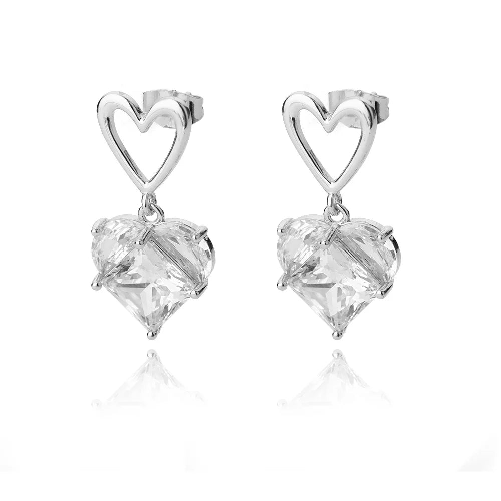 KH Stainless Steel Golden Amour Heart Earrings. Other styles sliver and gold.