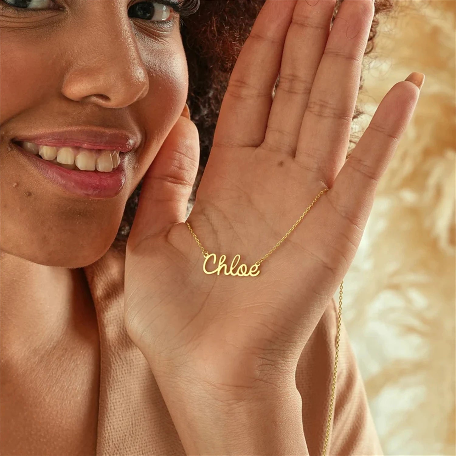 KH 18k Gold Plated Custom Name Necklace Personalized Name Necklace