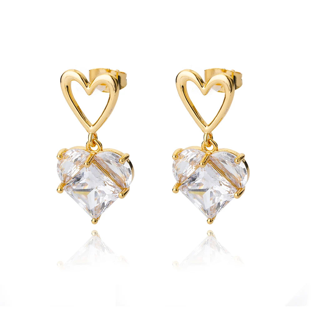 KH Stainless Steel Golden Amour Heart Earrings. Other styles sliver and gold.