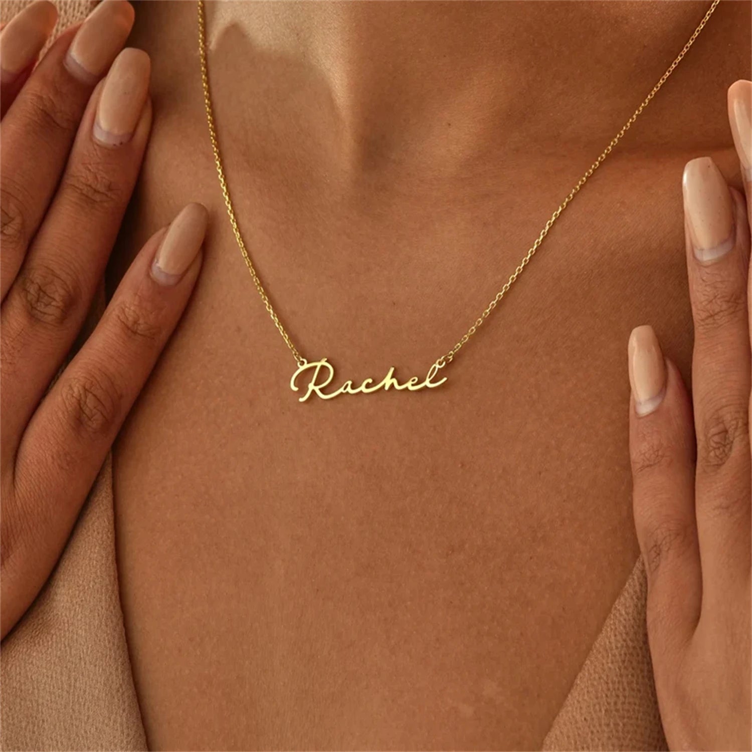 KH 18k Gold Plated Custom Name Necklace Personalized Name Necklace