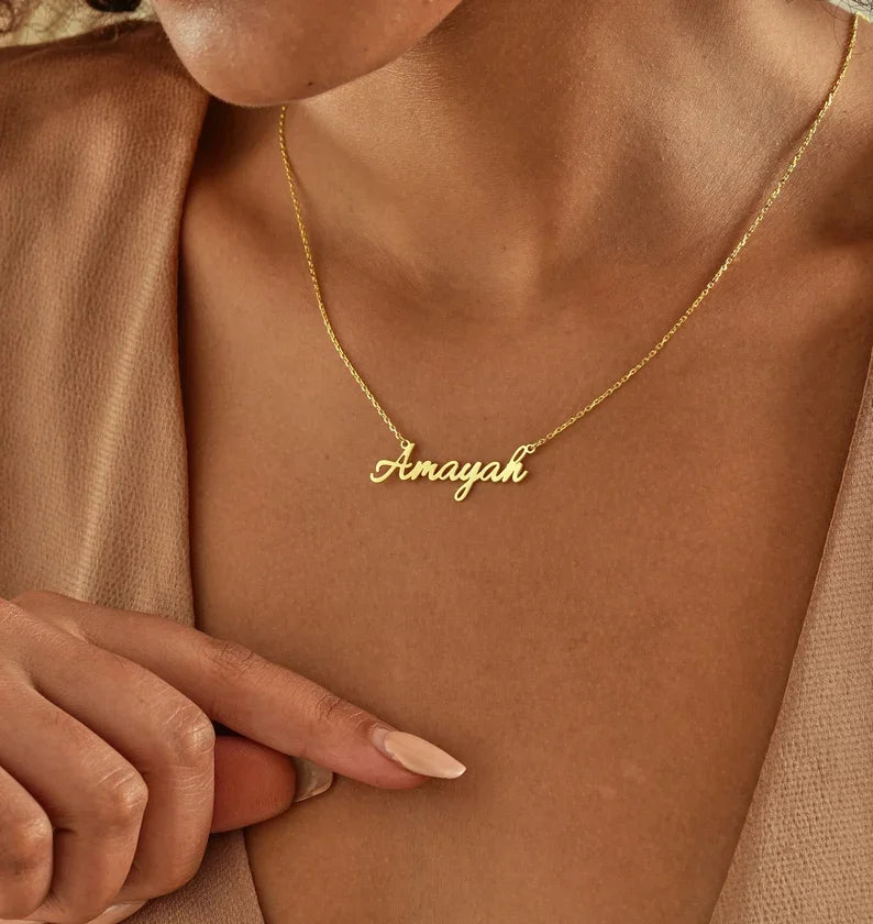 KH 18k Gold Plated Custom Name Necklace Personalized Name Necklace