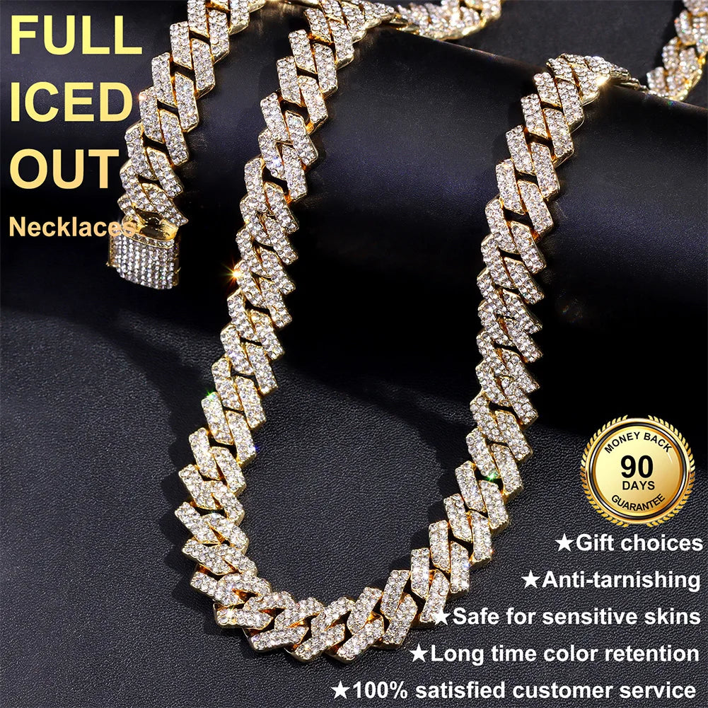 KH Cuban Link Chain Choker Necklace Iced fashion Rhinestone Jewelry.