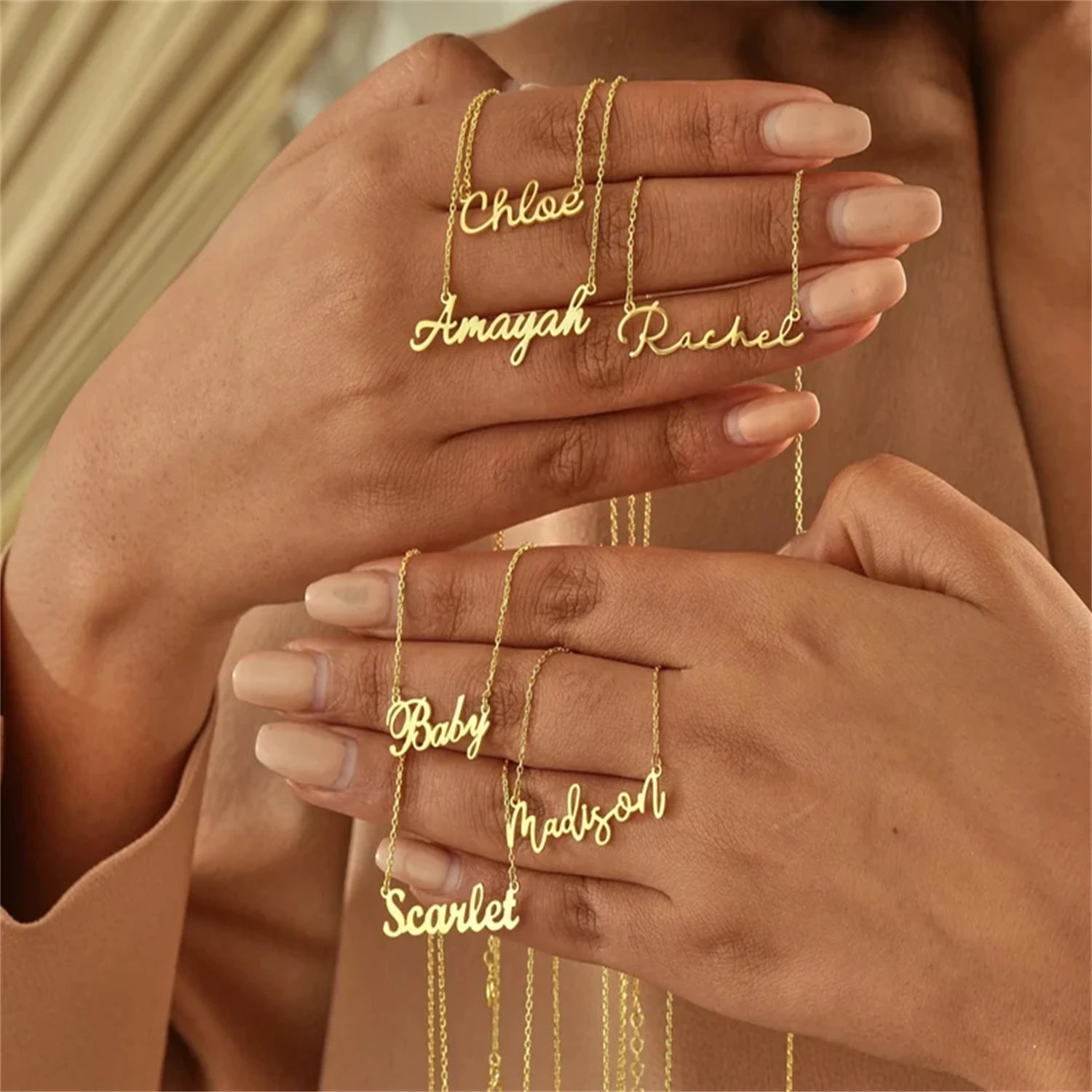 KH 18k Gold Plated Custom Name Necklace Personalized Name Necklace