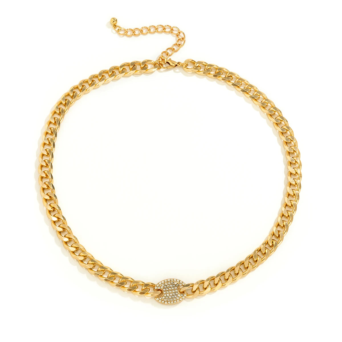 Iced Out Rhinestones Tennis Chain Pendant Choker Necklace