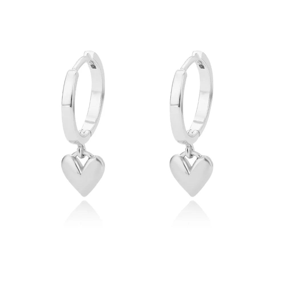 KH Stainless Steel Golden Amour Heart Earrings. Other styles sliver and gold.