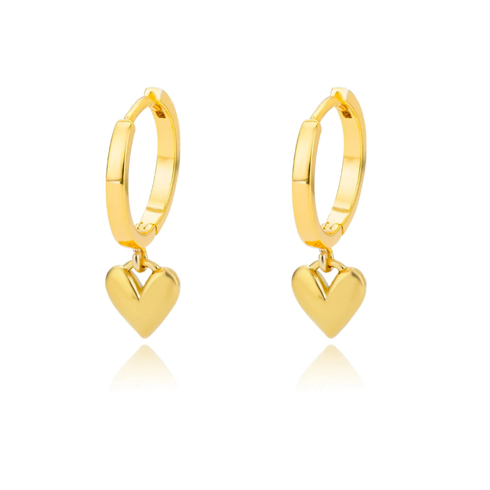 KH Stainless Steel Golden Amour Heart Earrings. Other styles sliver and gold.