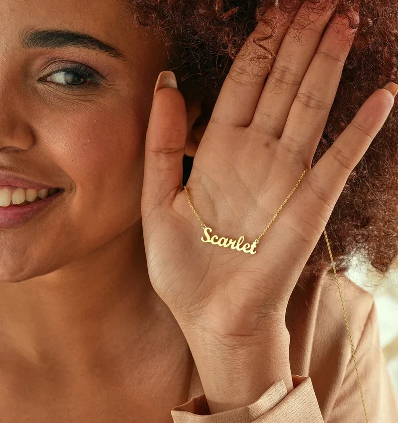 KH 18k Gold Plated Custom Name Necklace Personalized Name Necklace