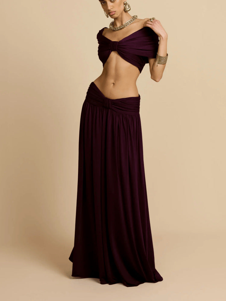 Bustier-style Waist-cinching Fashion Set Dress In Solid Color