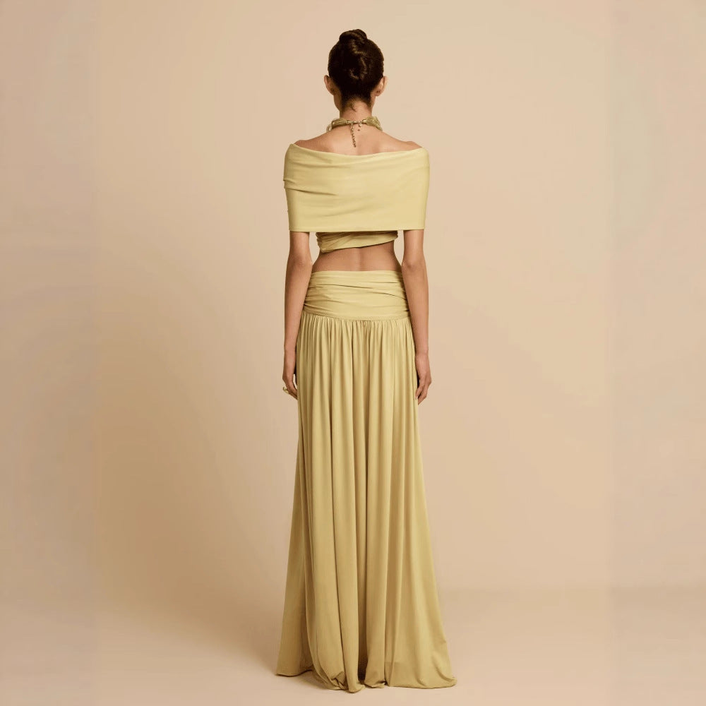 Bustier-style Waist-cinching Fashion Set Dress In Solid Color