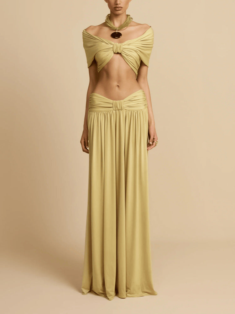 Bustier-style Waist-cinching Fashion Set Dress In Solid Color