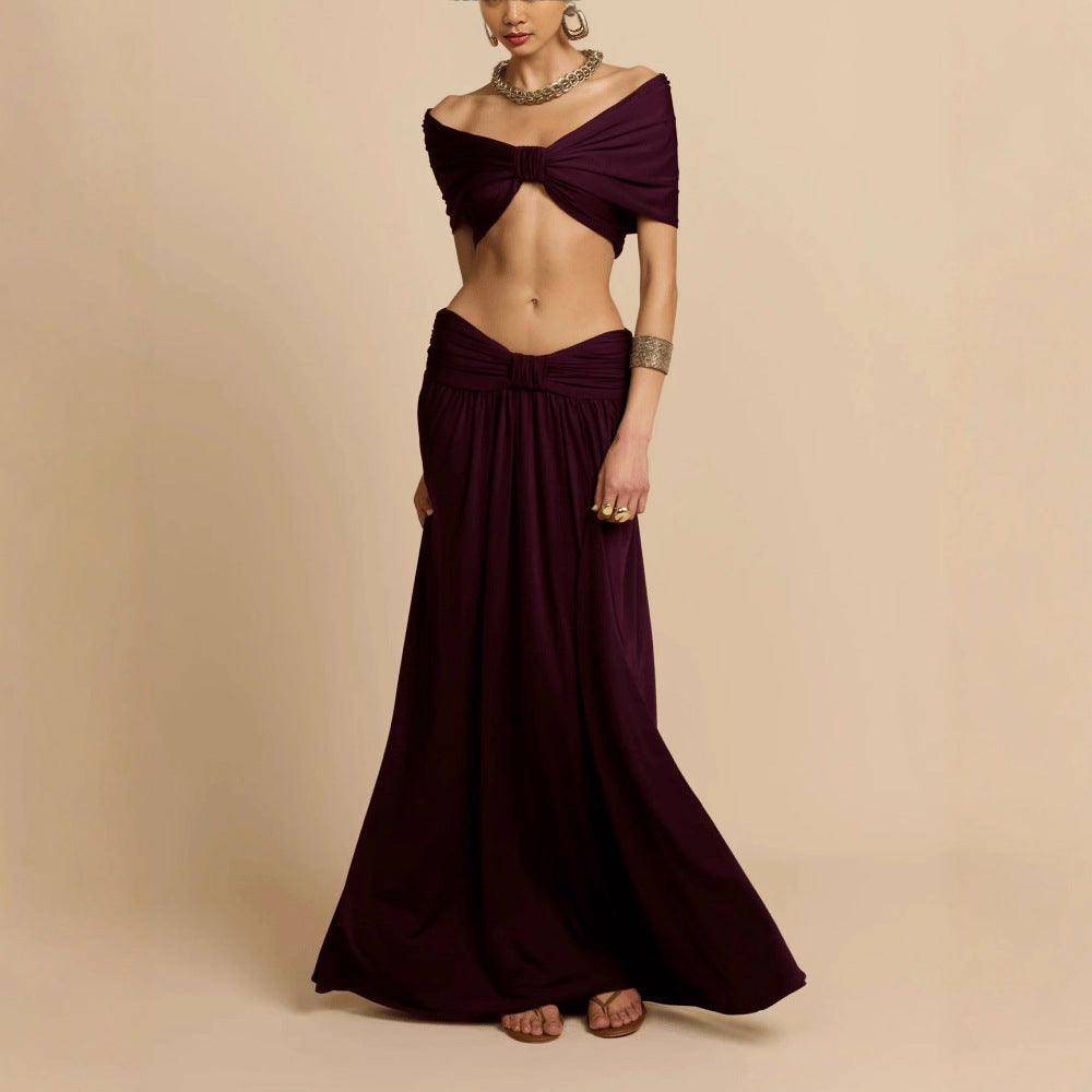 Bustier-style Waist-cinching Fashion Set Dress In Solid Color