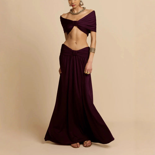 Bustier-style Waist-cinching Fashion Set Dress In Solid Color